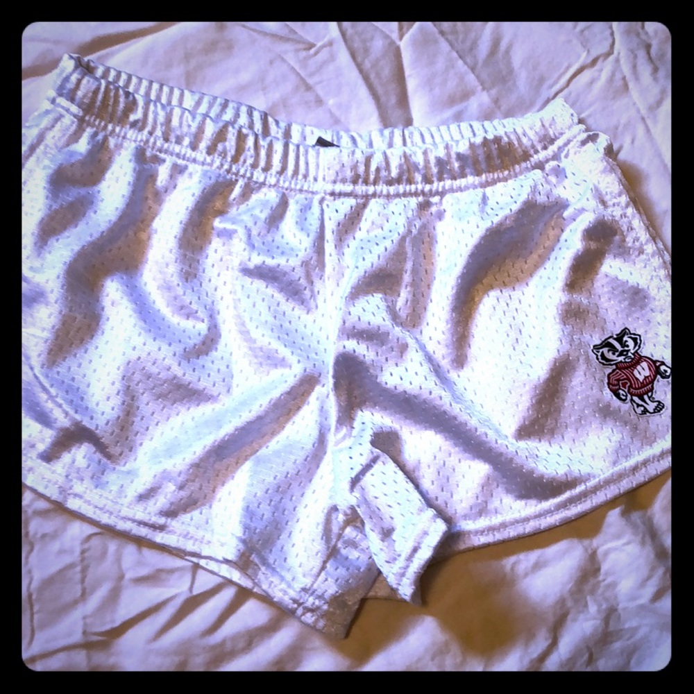 White mesh Wisconsin Bucky badger booty shorts